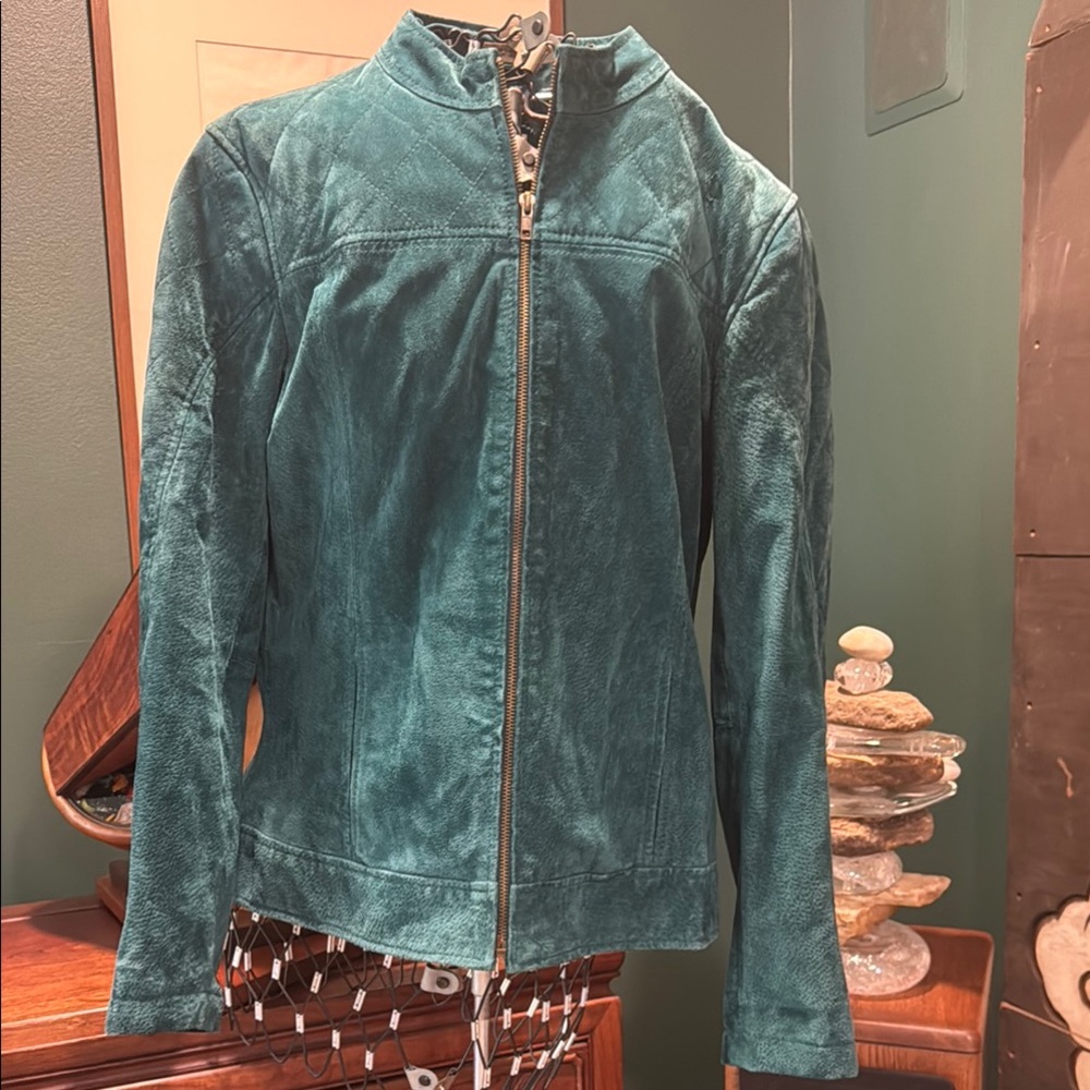 Ruff Hewn Green Suede Leather Jacket